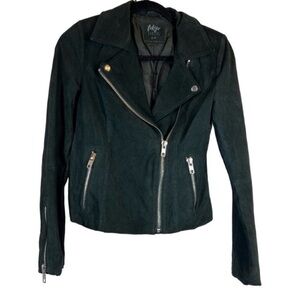 Tokyo Darling 100% Suede Leather Zip Moto grunge Jacket Black